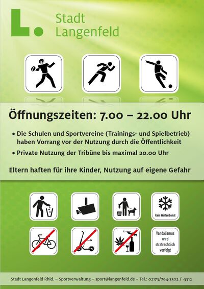 Jahnstadion Schild Öffnungszeiten